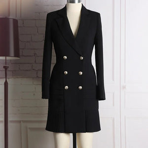 HIGH QUALITY New Fashion 2023 Runway Designer Dress Women's Long Sleeve Notched Collar Double Breasted Buttons Dress