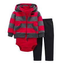 Load image into Gallery viewer, Modern Popular New Set Baby Cotton Long Sleeve Hooded Jacket Pant And Rompers For Newborn Outfits Unisex Clothing
