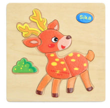 Load image into Gallery viewer, 3D Wooden Children Interesting Puzzle Toys With Animals and Cars Exellent Puzzles Intelligence Kids Early Educational Toys For Children
