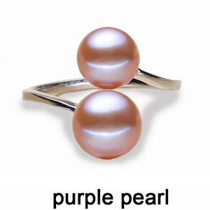 Black Pearl Rings For Women,wedding Natural Double Pearl 925 Silver Women's Rings With Pearl Engagement Girl Birthday Gifts
