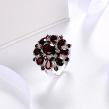 Load image into Gallery viewer, Silver Garnet Ring 925 Jewelry Gemstone 7.54ct Natural Black Garnet Rings for Women&#39;s Fine Jewelry Classic Design Christmas Gift
