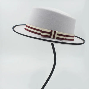Retro Winter Wool Boater Flat Top Hat For Women's Men' Felt Chapeu de Feltro Gambler Prok Pie Fedora Hat With Fashion Bowkno 20