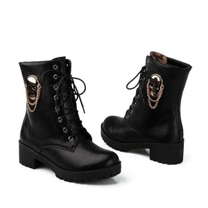 MORAZORA 2024 hot sale ankle boots for women skull street lace up platform women's boots fashion ladies autumn winter boots shoe