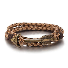 Load image into Gallery viewer, New Arrival Multilayer Charm Leather Vintage Bronze Arrow Bracelet Anchor Bracelet For Men and Women Lovers' Gift
