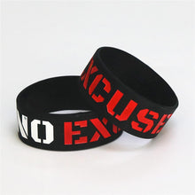 Load image into Gallery viewer, Silicone Wristband Black Motivation No Excuses Modern Wide Sports Activities Rubber Bracelets &amp; Bangles For Man and Women
