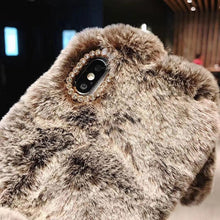 Load image into Gallery viewer, Cute Stuffed Plush Fluffy Case For iPhone 13 12 11 Pro XS Max X XR 12Mini Rabbit Ears Furry fluffy Fur Plush Warm Cover for iPhone 6 6S 7 8 Plus Phone Case
