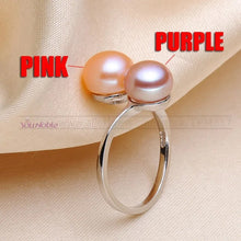 Load image into Gallery viewer, Black Pearl Rings For Women,wedding Natural Double Pearl 925 Silver Women&#39;s Rings With Pearl Engagement Girl Birthday Gifts

