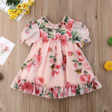 Load image into Gallery viewer, Cute Baby Girls Dress with  Flower Puff Sleeves A -line Dress For Baby Girls for Holiday Party
