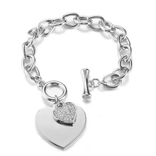Load image into Gallery viewer, Gold Love Heart Charm Bracelets For Women Accessories Silver Color Link Chain Bracelets &amp; Bangles Trendy Jewelry Design

