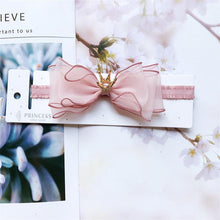 Load image into Gallery viewer, Luxury Modern Pearl Handmade Baby Girls Bowknot Crown Headband Lace Elastic Hair Band Bow For Girls Baby
