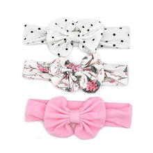 Load image into Gallery viewer, Modern 3PCS Set Floral Bows Baby Headband Dot Bowknot Cotton Hair Band Girls Hair Accessories For Girls
