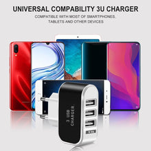 Load image into Gallery viewer, 3 Ports USB Charger 5V 2A USB Wall Power Adapter EU Charger Quick Charging Ideal Phone Charger
