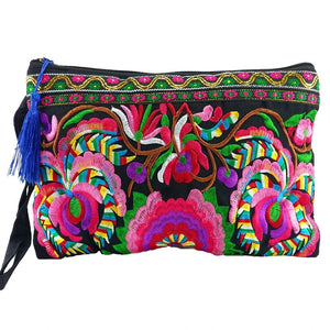 BOHO Women's bags Embroidery canvas wallet clutch purse for women Wristlets bag Retro Cell phone bags