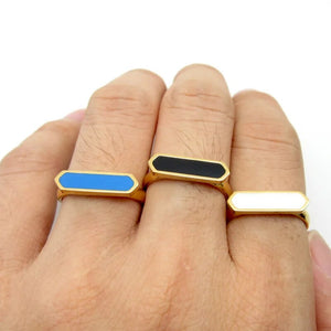 2016 Newest Hot Sell! Classical Style Stainless Steel Enamel Gold Ring! Fashion Jewelry Women's Ring, Birthday Gift