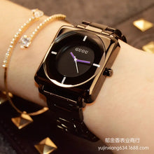Load image into Gallery viewer, HK Brand Wristwatches Quartz-Watches High-Grade Women&#39;s Watches Rose Gold Black Stainless Steel Strap Joker Square Simple Luxury
