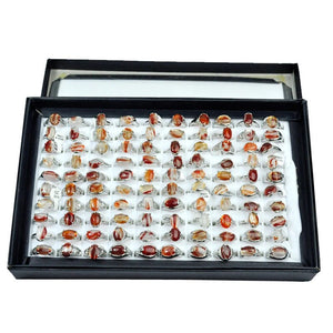 50Pcs Natural Stone Women's Rings For Women Fashion Jewelry Wholesale Bulks Lots Hot Sale LR4009