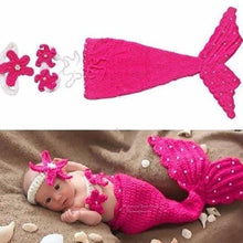 Load image into Gallery viewer, Baby Hat Mermaid Newborn Photography Props Girls Crochet Knitted Cap Hand-woven In Modern New Princess Design
