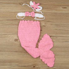 Load image into Gallery viewer, Baby Hat Mermaid Newborn Photography Props Girls Crochet Knitted Cap Hand-woven In Modern New Princess Design
