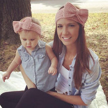Load image into Gallery viewer, Handamde Mom and  Daughter Elasticity Headband Solid Knitted Bowknot Hairband Hair Accessories For Mom and  Baby
