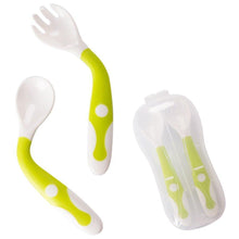Load image into Gallery viewer, Baby Own Spoon and Fork Set With Travel Safe Case Toddler Babies Children Feeding Training Spoon Easy Grip Heat-Resistant Spoon
