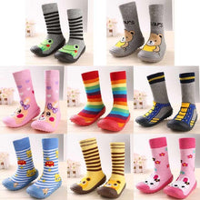 Load image into Gallery viewer, Newborn Baby Boys/Girls Socks With Anti-Slip Soft Rubber Soled Outdoor Foot Socks Animal Carton Floor Booties Socks For Kids
