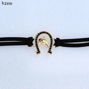 hzew  Women's Fashion Jewelry Horse Bracelets Christmas gift Crystal Horseshoe Bracelet