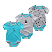 Load image into Gallery viewer, Modern 3PCS Baby Girl And Boy Newborn Boy Short Sleeve Baby Romper Jumpsuit Set For Boys and Girls
