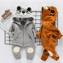 Load image into Gallery viewer, Cute Bear Newborn Infant Baby Boy Girl Kid Ear Hooded Romper Zipper Cartoon Patchwork Jumpsuit For Baby Girls and Boys
