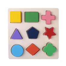 Load image into Gallery viewer, Wooden Geometric Shapes Puzzle Sorting Math Bricks Preschool Learning Educational Game Baby Toddler Toys for Children
