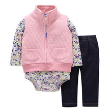 Load image into Gallery viewer, Modern Popular New Set Baby Cotton Long Sleeve Hooded Jacket Pant And Rompers For Newborn Outfits Unisex Clothing
