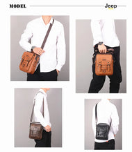 Load image into Gallery viewer, JEEP BULUO Multi-function Business Handbags Men New Man&#39;s Shoulder Bag Large Capacity Leather Messenger Bag Crossbody Big Brand

