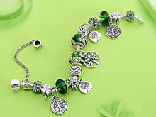 Load image into Gallery viewer, Elegant Modern Amazing Fashion New Luxury Silver Tree of Life Fashion Bracelet Green Leaf Crystal Charm Bracelet
