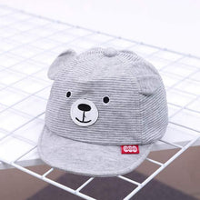 Load image into Gallery viewer, Cartoon Bear Baby Hat Cap Adjustable Baseball Cap Cute Striped Cotton Kids Sun Hat for Baby Boys

