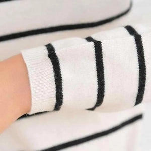 YSC Hot Sales Classic style Women's Knitted Cashmere Wool Sweater Black and white stripes Keep warm High-quality pullovers
