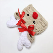 Load image into Gallery viewer, Luxury Handmade Christmas Newborn Infant Baby Boys and  Girls Hats Cartoon Crochet Knitted Bowknot Deer Baby Cap For Winter
