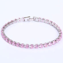 Load image into Gallery viewer, Luxury 4mm Diamond Shiny Elegant Cubic Zirconia Tennis Bracelets Iced Out Chain Crystal Wedding Bracelet For Women and Men In Modern Gold Silver and Colorful Design
