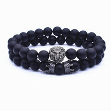 Load image into Gallery viewer, Classic Vintage Elegant Lion Head and Luxury Crown Charm Bracelet Natural Lava Stone Beads Amazing Bracelet Great For Men Fashion Jewelry
