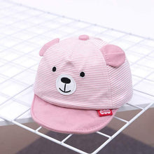 Load image into Gallery viewer, Cartoon Bear Baby Hat Cap Adjustable Baseball Cap Cute Striped Cotton Kids Sun Hat for Baby Boys
