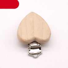 Load image into Gallery viewer, Modern Wood Naural Nipple Chain Accessories BPA Free Cute Modelling Beech Pacifier Clip Small Elephant Heart-shaped Holder for Pacifier

