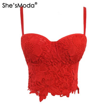 Load image into Gallery viewer, She&#39;sModa New Embroidery Lace Push Up Bralet Women&#39;s Bustier Corset Wedding Party Corset Cropped Top Vest Plus Size
