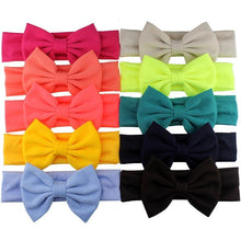 Load image into Gallery viewer, Cotton Elastic Newborn Baby Girls Solid Color Headband Bowknot Hair Band Children Infant Headband Bow for kids
