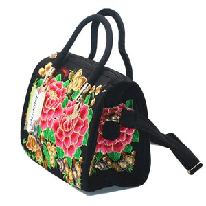 Women's Canvas Handbags Hot Sale Casual Shoulder Bag Floral Embroidered Ethnic Bag Vintage Messenger Bag Ladies Crossbody Bag