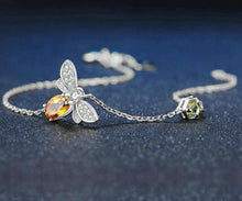 Load image into Gallery viewer, Cute Bee 925 Sterling Silver Bracelet Woman Love Gemstones Jewelry 14K Gold Plated Designer Jewelry
