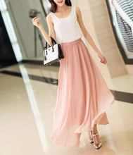 Load image into Gallery viewer, Women&#39;s Elegant High Waist Chiffon Skirt Elastic Waist Casual Long Maxi Skirts Saias 80/90/100cm 22 Color 2020 Summer Autumn New
