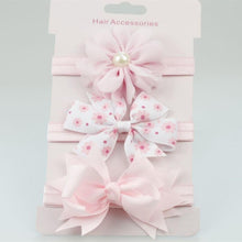 Load image into Gallery viewer, Luxury Modern Handamde 3PCS Set Elastic Flower Headbands for Baby Girls Hair Accessories Baby Girls Bows Nylon Bow For Girls
