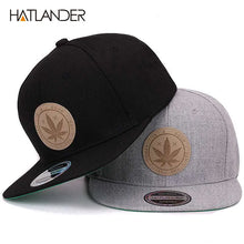 Load image into Gallery viewer, [HATLANDER]Maple solid cotton snapback caps women&#39;s flat brim hip hop cap outdoor baseball cap bone gorras mens caps and hats
