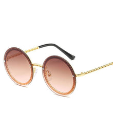 Load image into Gallery viewer, Famous Luxury Round Retro Rimless Elegant Woman and Lady Sunglasses Style With Zircons and Diamonds and UV400 Protection
