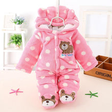 Load image into Gallery viewer, Modern Winter Baby  Bear Animal Costume Hooded Romper Warm Flannel Plush Jumpsuit For Girls and Boys
