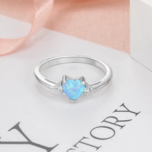 Load image into Gallery viewer, Classic Eternal Heart Rings Silver Color Blue Pink White Opal Women&#39;s Ring Engagement Finger Ring Fashion Jewelry for Women
