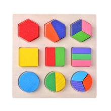 Load image into Gallery viewer, Wooden Geometric Shapes Puzzle Sorting Math Bricks Preschool Learning Educational Game Baby Toddler Toys for Children
